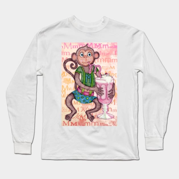 Monkey's Milkshake - mmmm! Long Sleeve T-Shirt by micklyn